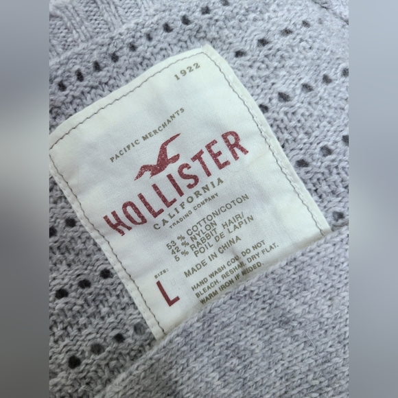 ♡ Y2K ♡ Hollister Grey Rabbit Hair Empire Waist Babydoll Sweater - Picture 10 of 11